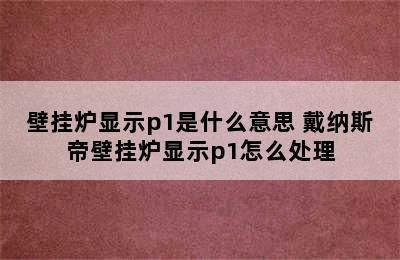 壁挂炉显示p1是什么意思 戴纳斯帝壁挂炉显示p1怎么处理